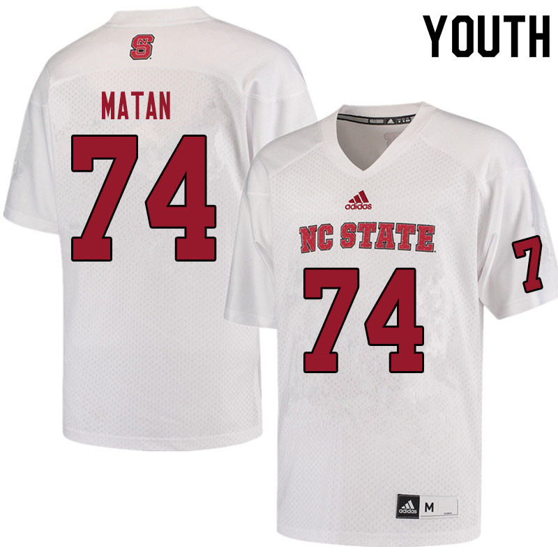 Youth #74 Patrick Matan NC State Wolfpack College Football Jerseys Sale-White - Click Image to Close